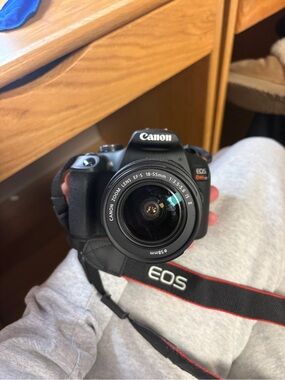 Canon DSLR Camera with Black Body and Black 18-55mm Lens